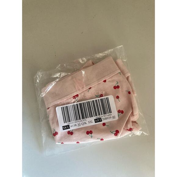 Victoria's Secret Women's Panties Size 2XL Pink Cherries Logo Cotton Thong Panty - Picture 3 of 4